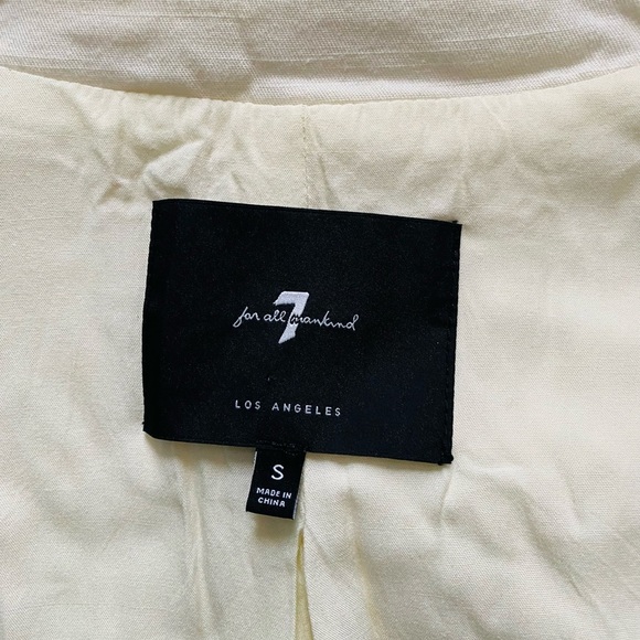 7 FOR ALL MANKIND Women's Off-White Zip-Up Eyelet Sleeves Bomber Jacket Size S - Picture 6 of 8